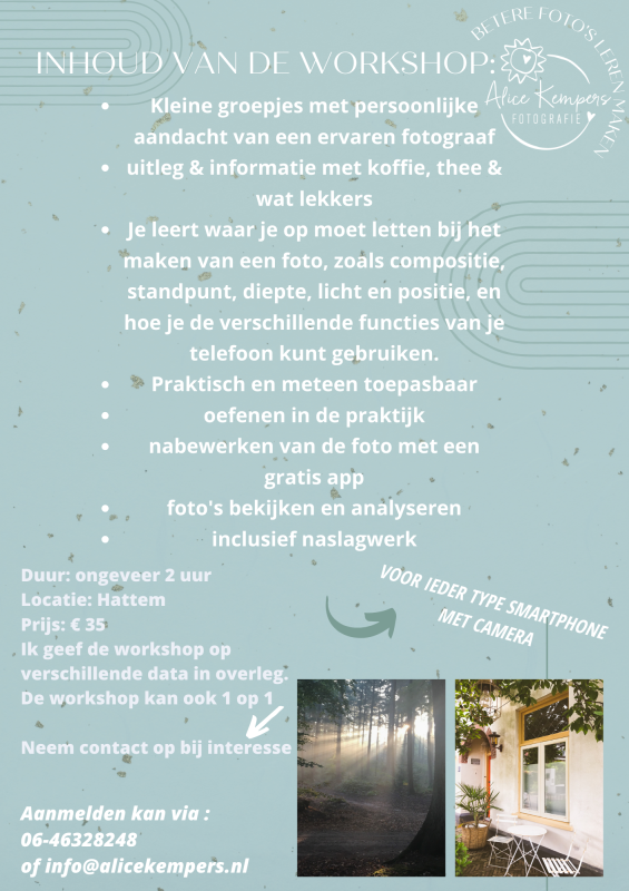 fotografie hattem Workshop Smartphonefotografie